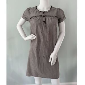 Mossimo Dark Brown Striped Dress Puff Sleeve Casual Cute Style size Girls XL